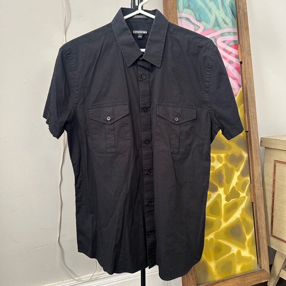 Express Black Casual Button Down Shirt